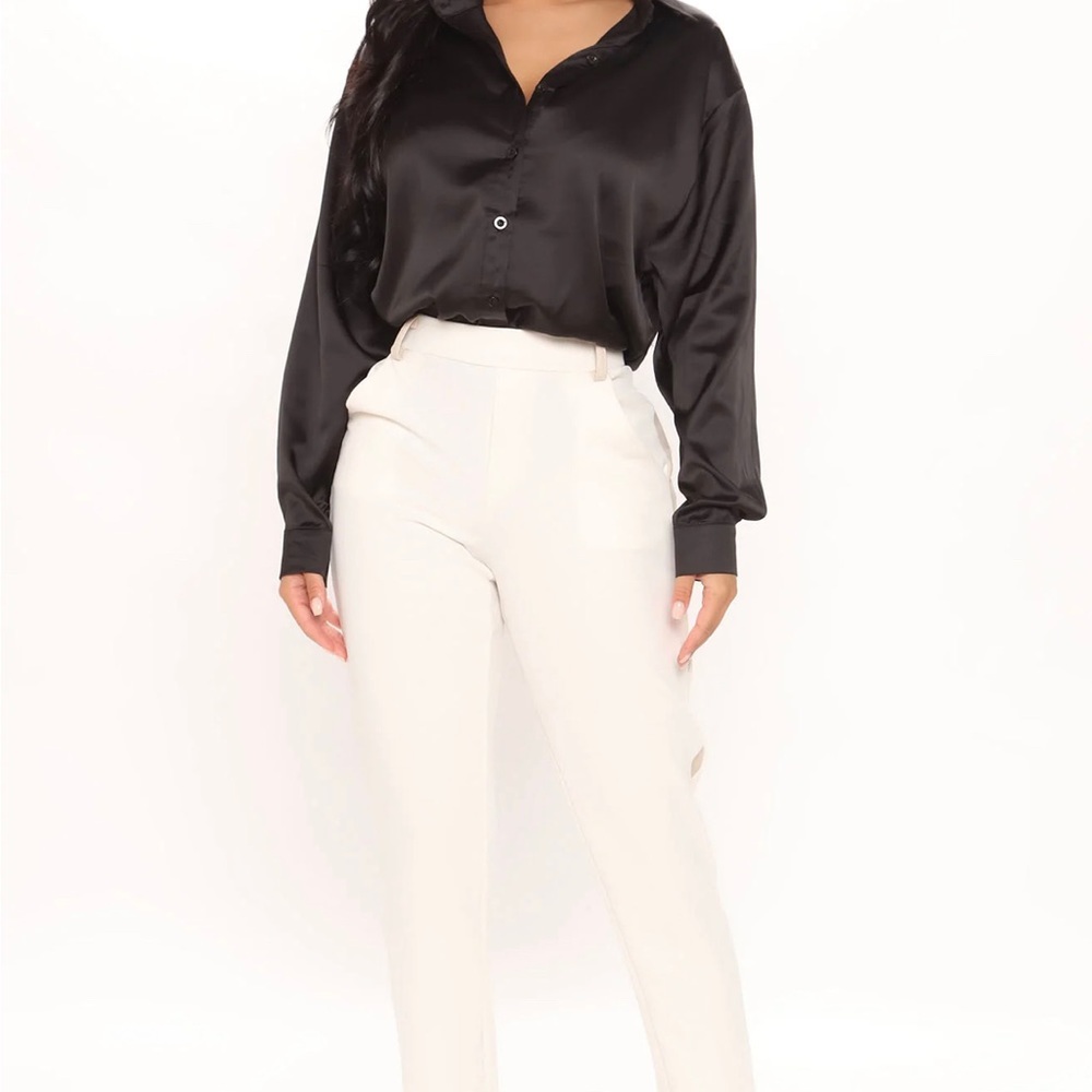 Fashion Nova - Got Priorities Satin Shirt - Black